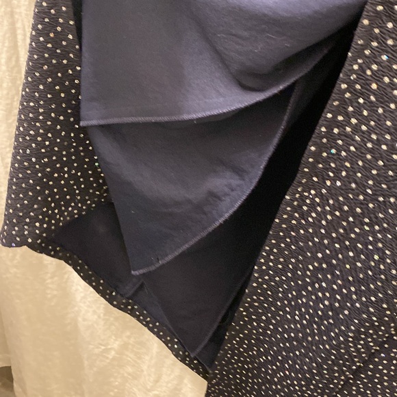Caché Vintage BodyCon Evening Dress Side Slit Glitter Polka-Dot Navy Size 8 - Picture 9 of 9